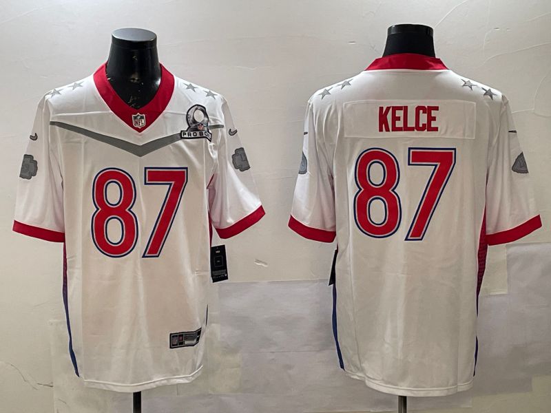 Men Kansas City Chiefs 87 Kelce White All star 2025 Nike Vapor Limited NFL Jersey style 1